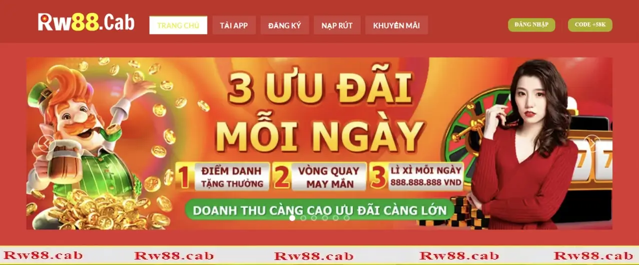  Giao diên nhà cái rw88 casino màu đỏ đẹp mắt